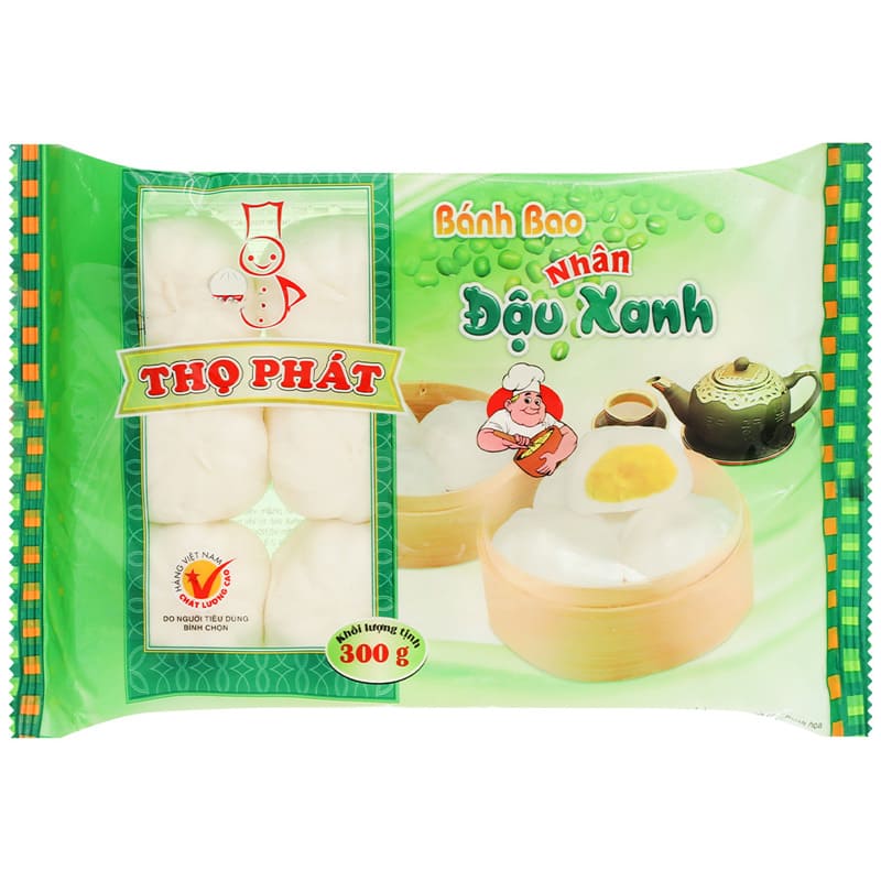 Bánh bao nhân đậu xanh Thọ Phát gói 300g thơm ngon bổ dưỡng tiện lợi