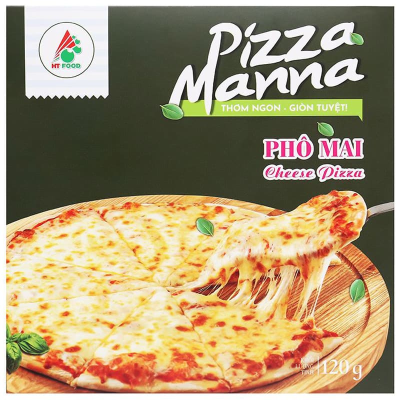 Bánh Pizza phô mai Manna 120g đế mỏng giòn rụm với lớp phủ Mozzarella béo ngậy