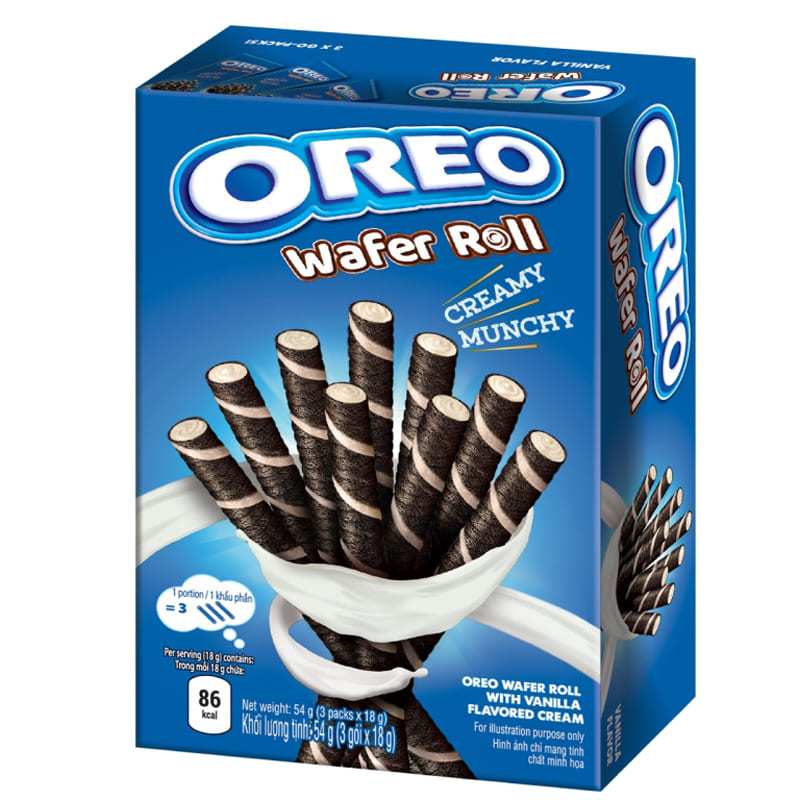 Bánh quế vị vani Oreo Wafer Roll 54g ăn vặt giòn rụm béo ngậy ngọt ngào