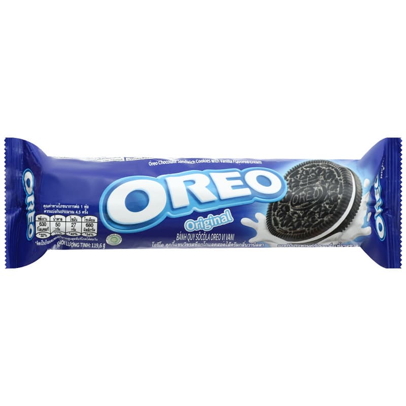 Bánh quy nhân kem vani Oreo gói 120g bánh quy socola thơm béo giòn rụm thơm ngon