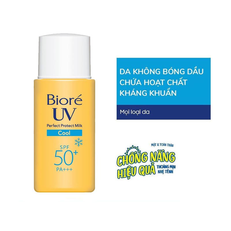 Bioré UV Perfect Protect Milk Cool: Chống nắng mát lạnh, kiềm dầu cực tốt