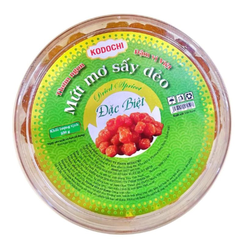 Hộp mứt mơ sấy dẻo Kodochi hộp 250g chua ngọt tự nhiên tốt cho sức khỏe