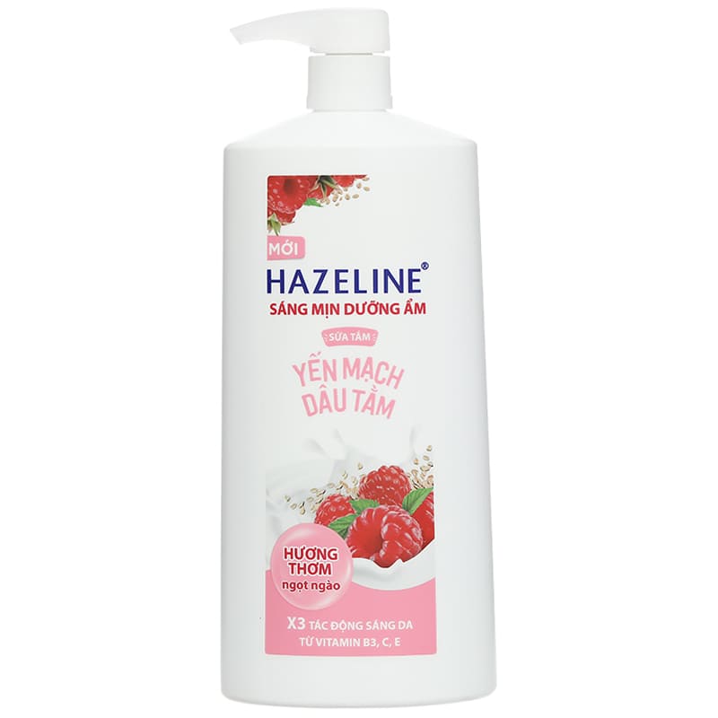 Sữa tắm Hazeline Yến Mạch Dâu Tằm 796ml dưỡng trắng da mịn màng tự nhiên mỗi ngày