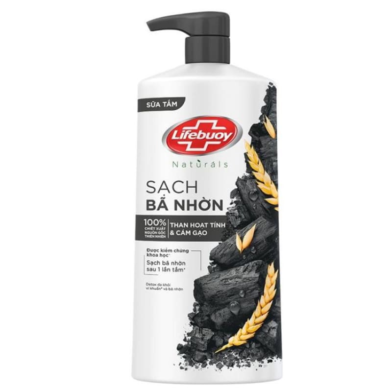 Sữa tắm Lifebuoy Than hoạt tính & Cám gạo: Sạch sâu, giảm mụn lưng