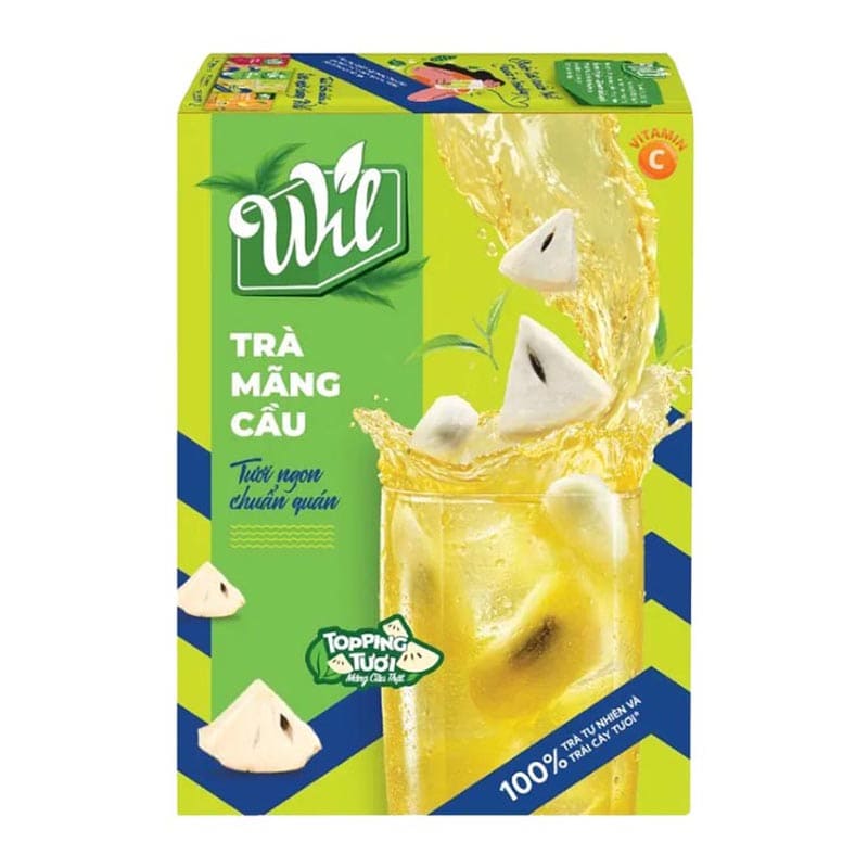 Trà Mãng Cầu Wil Hộp 140g: Thức Uống Hòa Tan Tươi Mới Kèm Topping Mãng Cầu Thật
